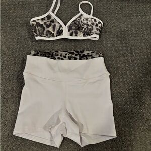 Kids White Dance Shorts and Leopard Print Dance Top